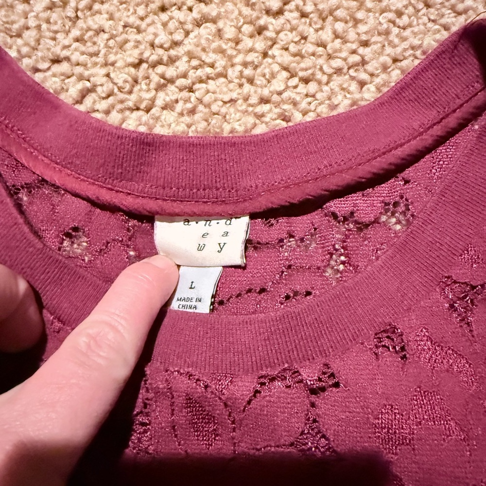 a new day Magenta Lace Top with Ruffle Sleeves - Picture 2 of 3